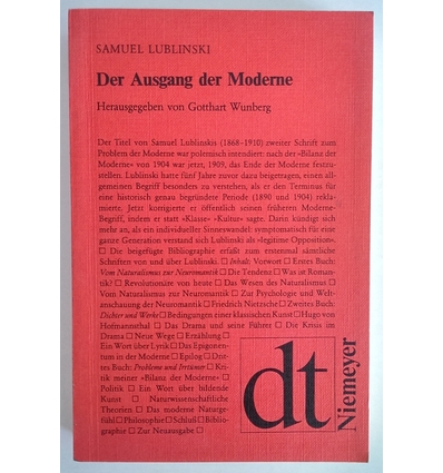Lublinski, Samuel: Der Ausgang der Moderne. Ein Buch der Opposition. ...